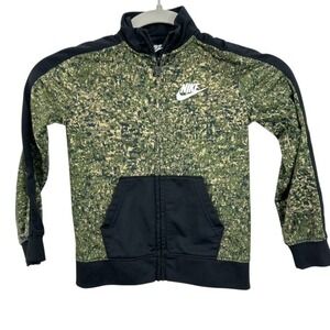 Nike Boys Green Camo Track‎ Jacket Full Zip Black Trim Size 4T Back to School